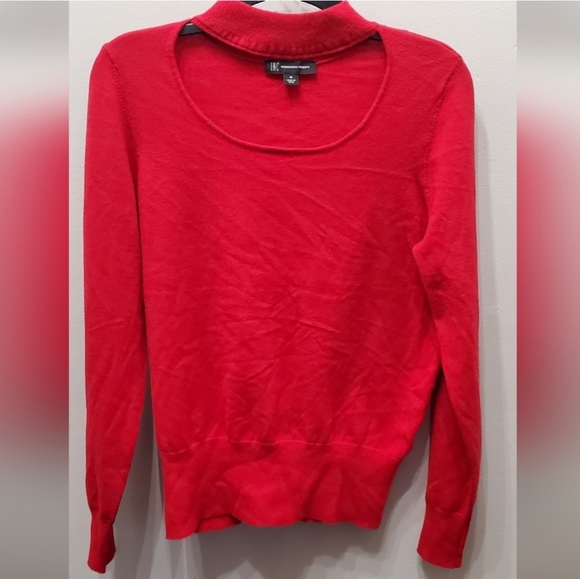 INC INTERNATIONAL CONCEPTS RED SCOOP CUTOUT MOCK-NECK SWEATER MEDIUM - Picture 7 of 8